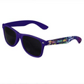 Purple Retro Tinted Lens Sunglasses - Full-Color Full-Arm Printed